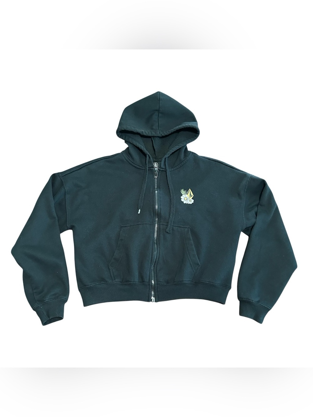 Volcom Black Cropped Hoodie Girls size Small